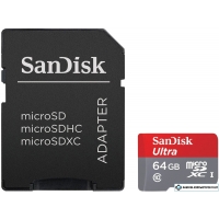Карта памяти SanDisk Ultra microSDXC UHS-I + адаптер 64GB [SDSQUNC-064G-GN6MA]