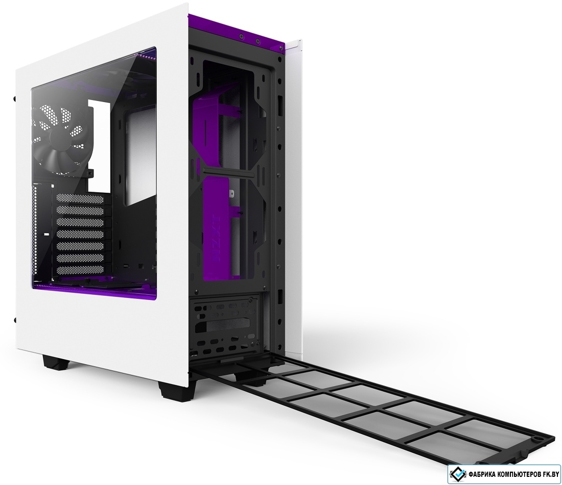 Nzxt white. Корпус NZXT s340 White. Компьютерный корпус NZXT s340 White/Purple. NZXT корпус фиолетовый. NZXT Case White Purple.