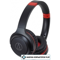 Наушники с микрофоном Audio-Technica ATH-S200BT (черный/красный)