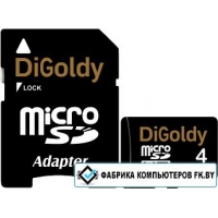 Карта памяти DiGoldy microSDHC (Class 10) 4GB + адаптер [DG004GCSDHC10-AD]