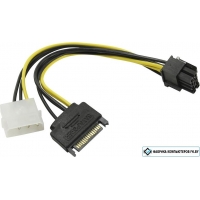 Переходник Кабель питания 1x MOLEX female / 1x SATA — 6+2 pin (8 pin)