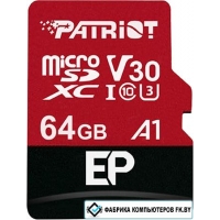 Карта памяти Patriot microSDXC EP Series PEF64GEP31MCX 64GB (с адаптером)