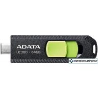 USB Flash ADATA UC300 64GB (черный/зеленый)