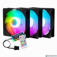 Комплект 3 вентиляторов для корпуса с контроллером и пультом  Powerleap RUXIN 120mm