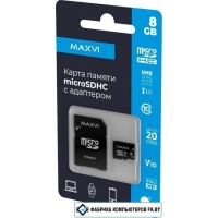 Карта памяти Maxvi microSDHC 8GB MSD8GBC10V10 (с адаптером) Карта памяти Maxvi microSDHC 8GB MSD8GBC10V10 (с адаптером)