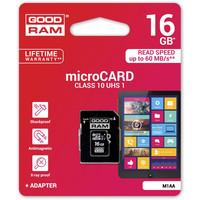 Карта памяти GOODRAM microSDHC (Class 10) UHS-I 16GB + адаптер [M1AA-0160R11]