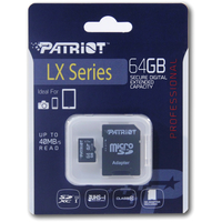 Карта памяти Patriot microSDXC LX Series (Class 10) 64GB + адаптер [PSF64GMCSDXC10]