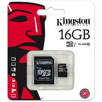 Карта памяти Kingston microSDHC (Class 10) U1 16GB + адаптер [SDCIT/16GB]