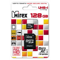 Карта памяти Mirex microSDXC UHS-I (Class 10) 128GB + адаптер [13613-AD10S128]