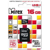 Карта памяти Mirex microSDHC UHS-I (Class 10) 16GB + адаптер [13613-ADSUHS16]