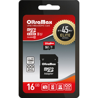 Карта памяти Oltramax Elite OM016GCSDHC10UHS-1-ElU1 microSDHC 16GB (с адаптером)