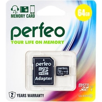 Карта памяти Perfeo PF64GMCSX10U1A microSDXC 64GB (с адаптером)