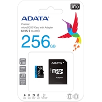 Карта памяти A-Data Premier AUSDX256GUICL10A1-RA1 microSDXC 256GB (с адаптером)