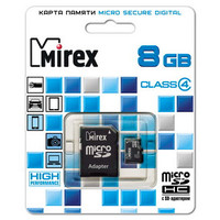 Карта памяти Mirex microSDHC (Class 4) 8GB (13613-ADTMSD08)