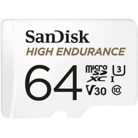 Карта памяти SanDisk High Endurance microSDXC SDSQQNR-064G-GN6IA 64GB (с адаптером)