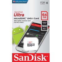 Карта памяти SanDisk Ultra SDSQUNR-064G-GN3MN microSDXC 64GB