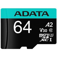 Карта памяти A-Data Premier Pro AUSDX64GUI3V30SA2-RA1 microSDXC 64GB (с адаптером)