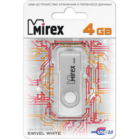 USB Flash Mirex SWIVEL WHITE 4GB (13600-FMUSWT04)