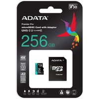 Карта памяти A-Data Premier Pro AUSDX256GUI3V30SA2-RA1 microSDXC 256GB (с адаптером)