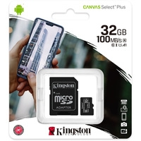 Карта памяти Kingston Canvas Select Plus microSDHC 32GB (с адаптером)