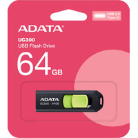 USB Flash ADATA UC300 64GB (черный/зеленый)