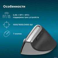 Вертикальная мышь Oklick 991MW (черный)