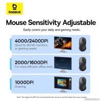 Мышь Baseus F02 Ergonomic Wireless Mouse (черный, без батарейки в комплекте)