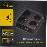 Сетевой фильтр Cablexpert PLT-4-C2U2-B-3 Сетевой фильтр Cablexpert PLT-4-C2U2-B-3