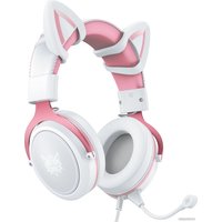 Наушники Onikuma X10 (белый/розовый, с ушками)