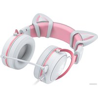 Наушники Onikuma X10 (белый/розовый, с ушками)