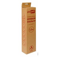 Сетевой фильтр PC Pet 5 розеток, серый, 1.8 м [AP01006-E-GR]